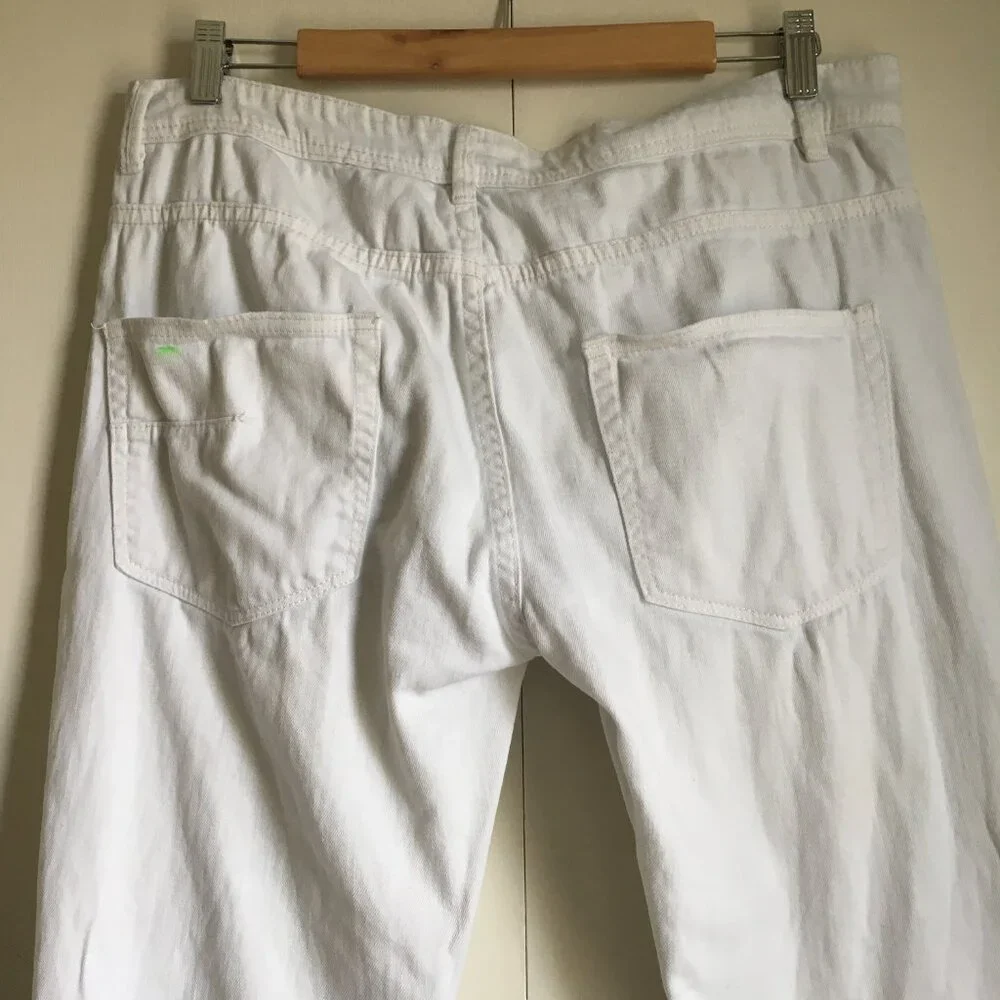 Uh Denim White Distressed Pintuck Stretch Skinny Jeans Size 32 - Picture 6 of 16